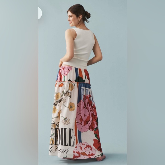 Maeve linen blend printed Maxi Skirt - Picture 2 of 9